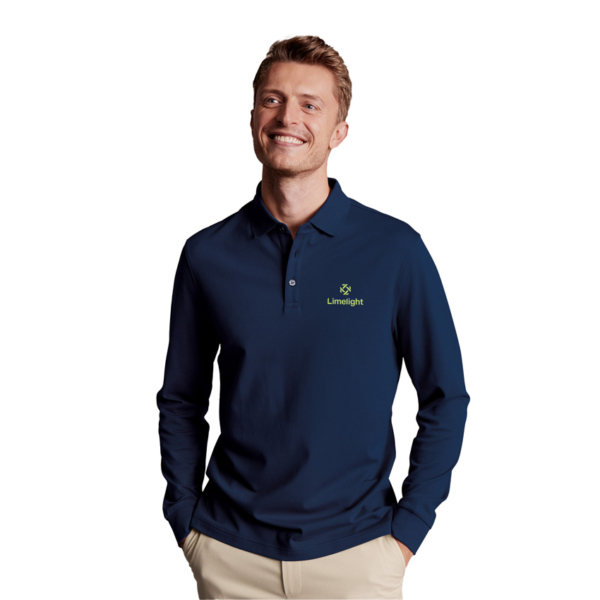 Mens Luxury Long Sleeve Stretch Polo